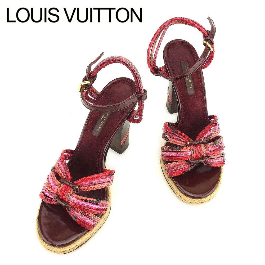 【お買い物マラソン★30％OFFクーポン】ルイ・ヴィトン LOUIS VUITTON サンダル パイソン #34ハーフ レッド メンズ 中古 ブランド ハイブランド ヴィンテージ