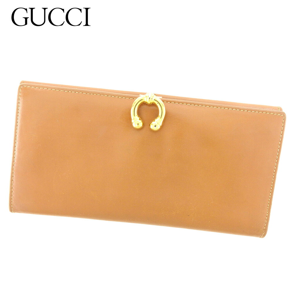 【土日BIG SALE★27％OFF引き換え証】グッチ GUCCI 長紙入れ 馬沓 年寄りのグッチ 赤銅色 ゴールド メンズ 中古 ブランド名 ご機嫌ブランド名 ヴィンテージ