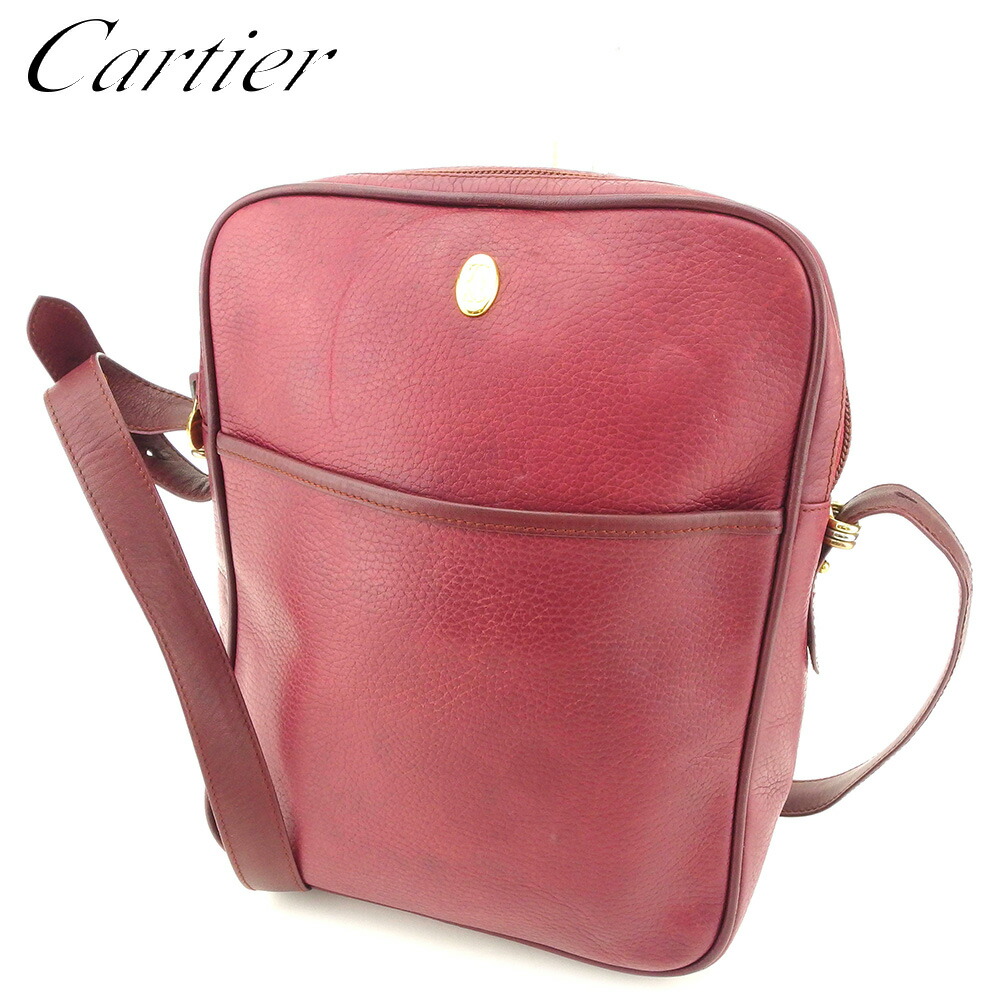 【週日制限事項SALE★24％OFF引き換え証】カルティエ CARTIER ショルダーバッグ 帆柱生産ライン ボルドーワイン ゴールド メンズ 中古 ブランド名 御機嫌ブランド名 ヴィンテージ