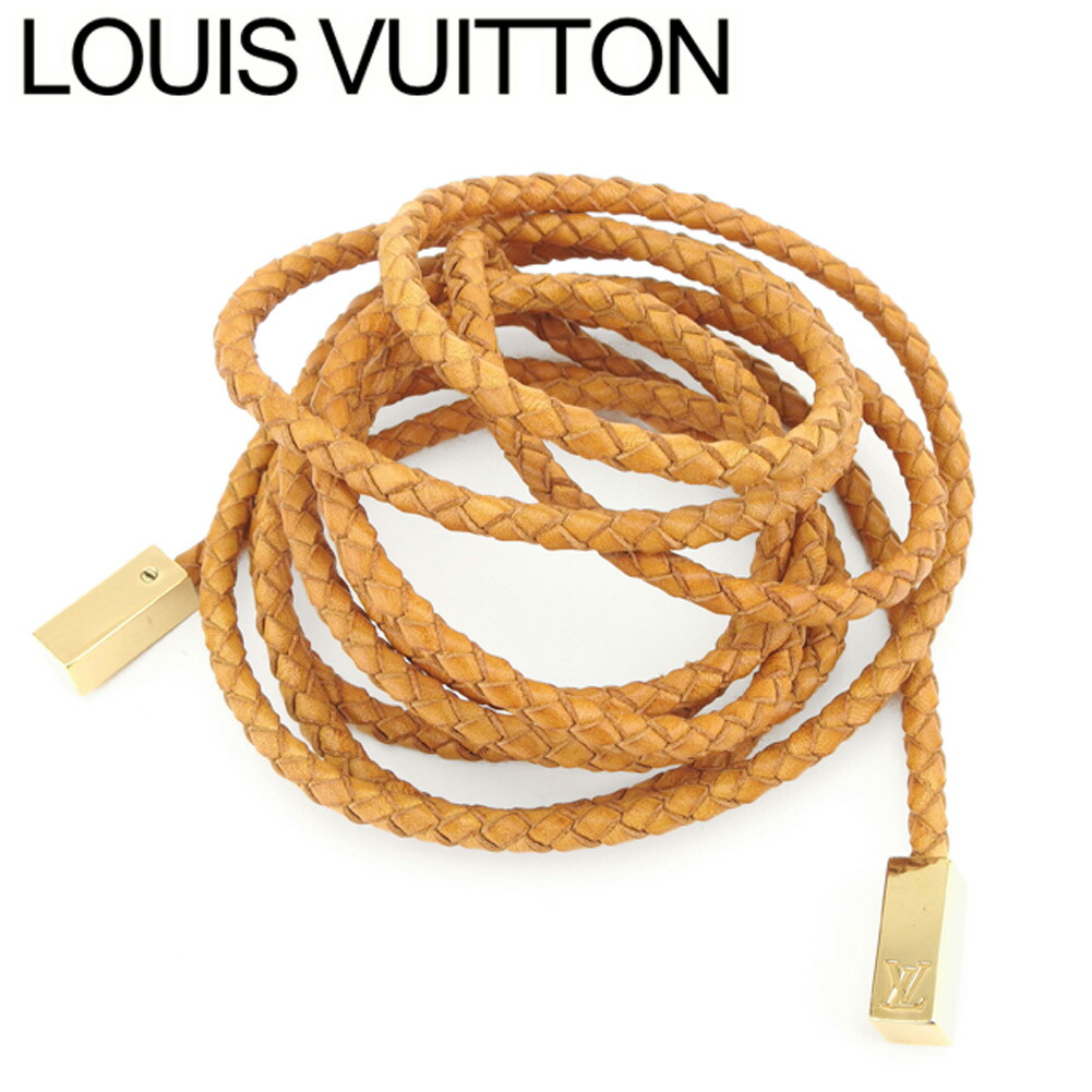 【お買い物マラソン★30％OFFクーポン】ルイ・ヴィトン LOUIS VUITTON ベルト 編み込み サンチュールVVNトレセ ベージュ ゴールド メンズ 中古 ブランド ハイブランド ヴィンテージ｜ブランドデポ