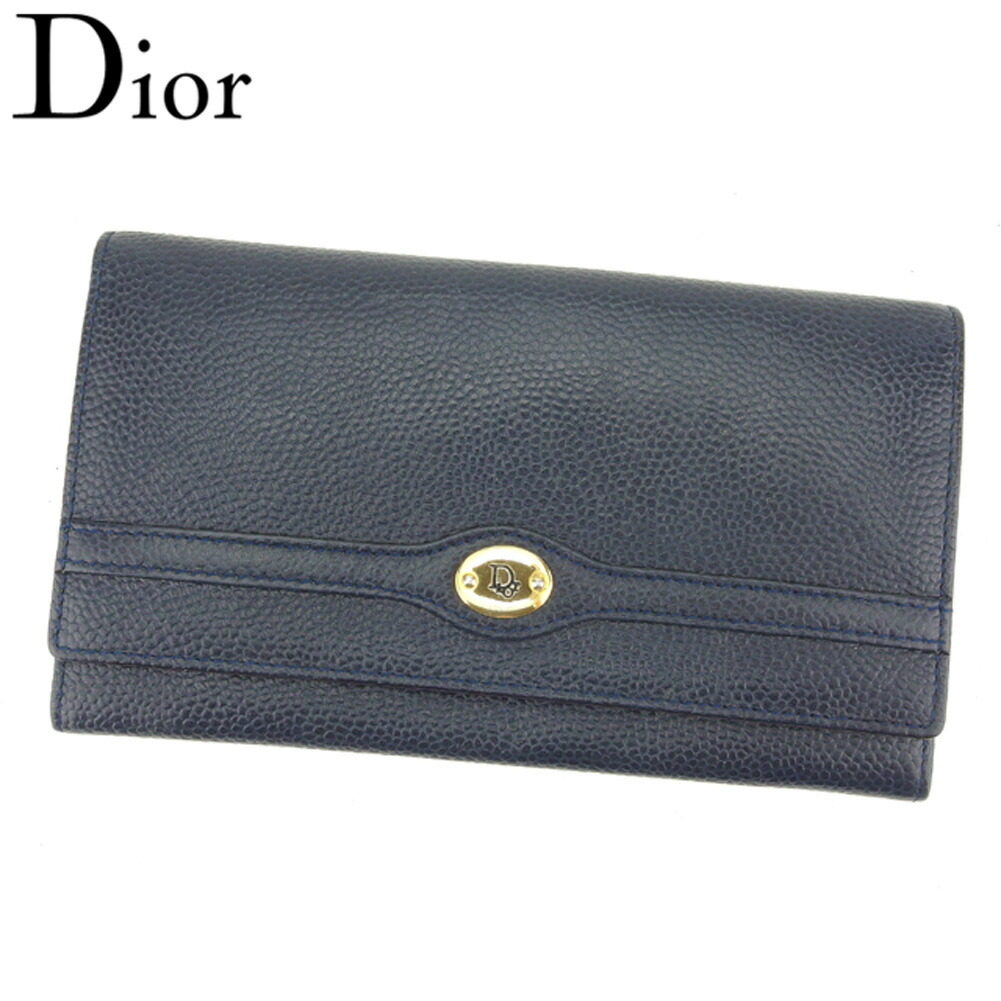 【土日BIG SALE★27％OFF引き換え証】クリスチャンディオール Dior 長紙入れ ロゴタイプ本塁 米国海軍 ゴールド メンズ 中古 ブランド名 ご機嫌ブランド名 ヴィンテージ