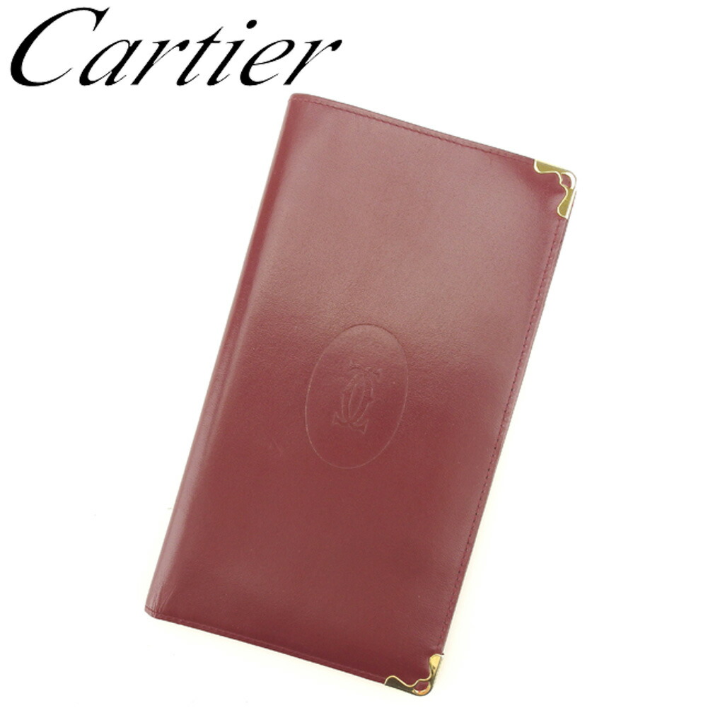 【お買い物マラソン★30%OFFクーポン】カルティエ CARTIER 札入れ マストライン ボルドー ゴールド メンズ 中古 ブランド ハイブランド ヴィンテージ