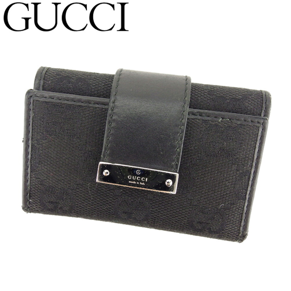 【お買い物マラソン★30％OFFクーポン】グッチ GUCCI キーケース ＧＧキャンバス ブラック シルバー メンズ 中古 ブランド ハイブランド ヴィンテージ