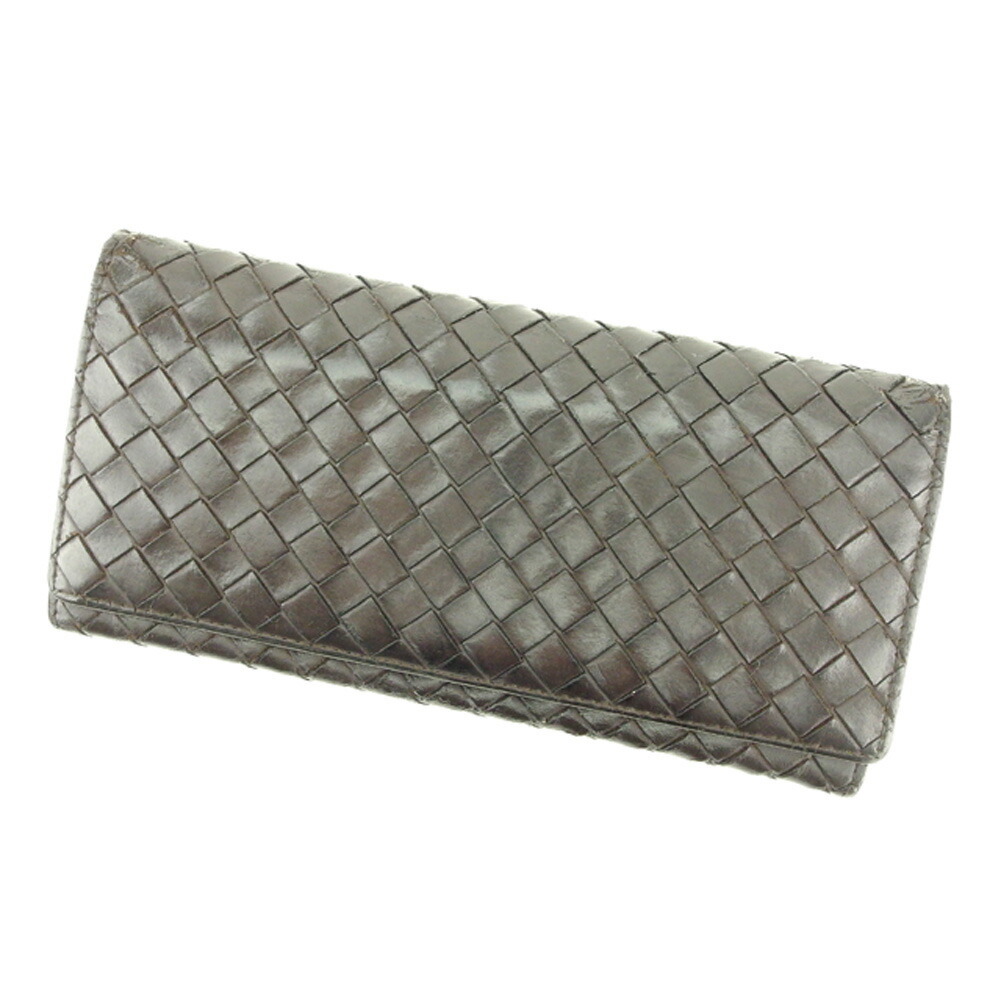 【お買い物マラソン★30％OFFクーポン】ボッテガヴェネタ BOTTEGAVENETA 札入れ イントレチャート ブラウン レディース 中古 ブランド ハイブランド ヴィンテージ
