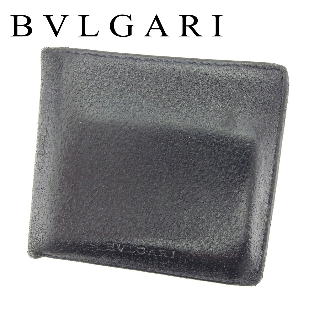 【Fashion Special Fair★24％OFFクーポン】ブルガリ BVLGARI 二つ折り財布 ロゴ ブラック メンズ 中古 ブランド ハイブランド ヴィンテージ