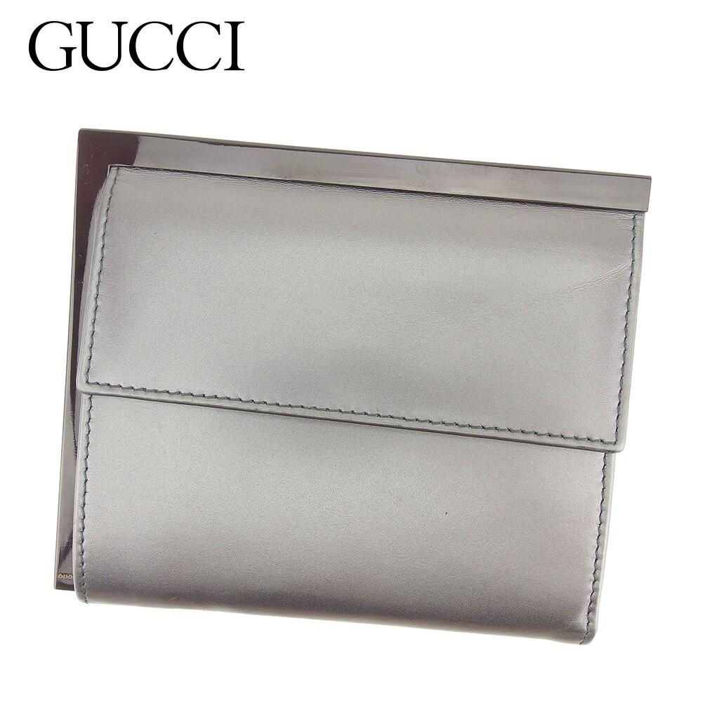 【月代わりの人大売り出し★29％OFFクーポン券】グッチ GUCCI 三つ折り紙入れ しろがね色 メンズ 中古 ブランド名 ご機嫌ブランド名 ヴィンテージ