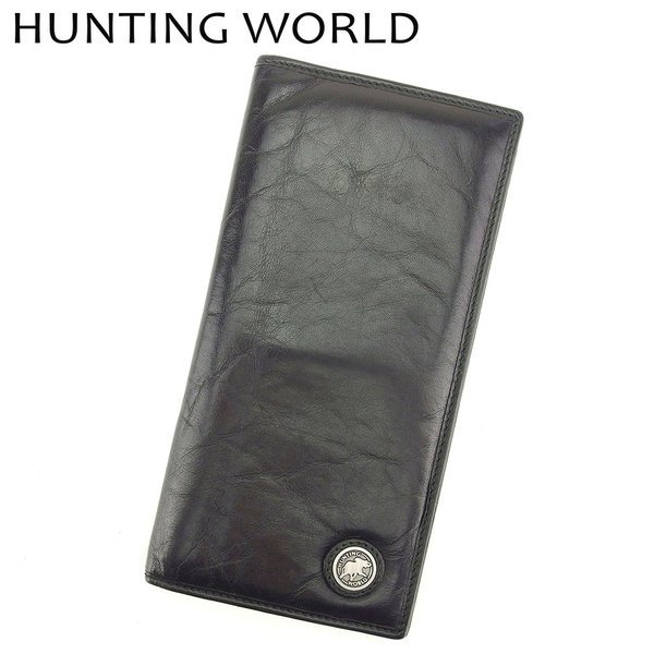 【お買い物マラソン★30％OFFクーポン】ハンティングワールド HUNTING WORLD 札入れ エレファントマーク ブラック メンズ 中古 ブランド ハイブランド ヴィンテージ