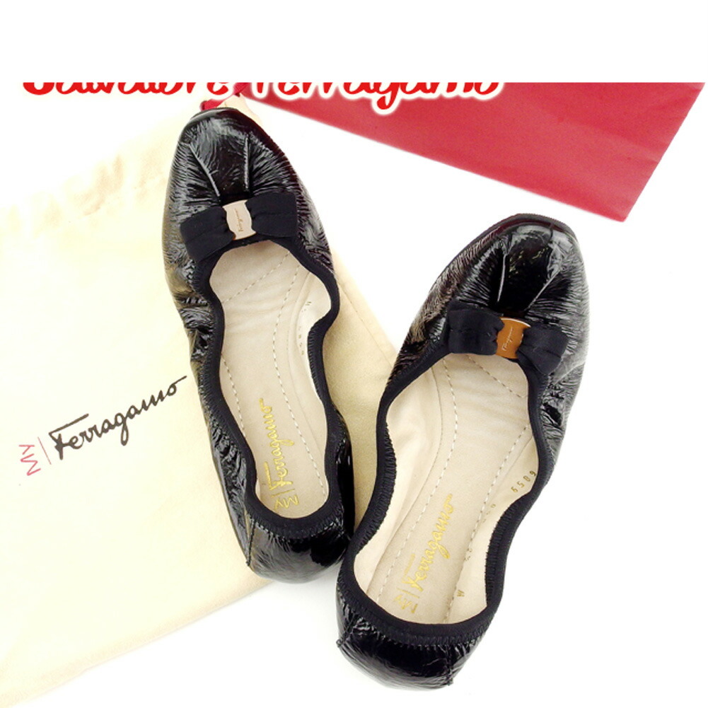 【お買い物マラソン★30％OFFクーポン】サルヴァトーレフェラガモ Salvatore Ferragamo パンプス ヴァラリボン #4ハーフ ブラック レディース 中古 ブランド ハイブランド ヴィンテージ