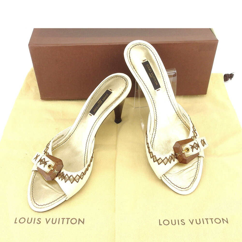 【お買い物マラソン★30％OFFクーポン】ルイ・ヴィトン LOUIS VUITTON サンダル #37サイズ ベージュ ゴールド レディース 中古 ブランド ハイブランド ヴィンテージ