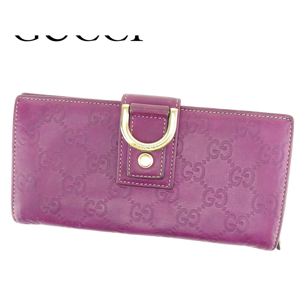 【雨季得SALE★21％OFF引き換え証】グッチ GUCCI 長札入れ グッチシマ パープル ゴールド レディース 中古 ブランド名 御機嫌ブランド名 ヴィンテージ