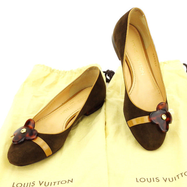 【月末BIG SALE★25％OFFクーポン】ルイ・ヴィトン LOUIS VUITTON パンプス フラワーモチーフ ブラウン系 レディース 中古 ブランド ハイブランド ヴィンテージ｜ブランドデポ