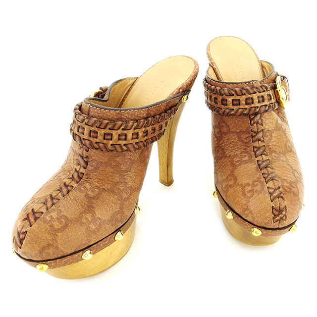 【お買い物マラソン★30％OFFクーポン】グッチ GUCCI サンダル グッチシマ ブラウン系 レディース 中古 ブランド ハイブランド ヴィンテージ