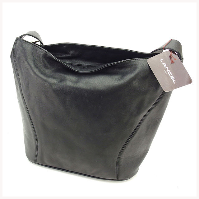 【雨季得SALE★21％OFFクーポン券】幽客独居室 LANCEL ショルダーバッグ ロゴタイプ一皿 黒いこと×ゴールド レディース 中古 ブランド名 ご機嫌ブランド名 ヴィンテージ