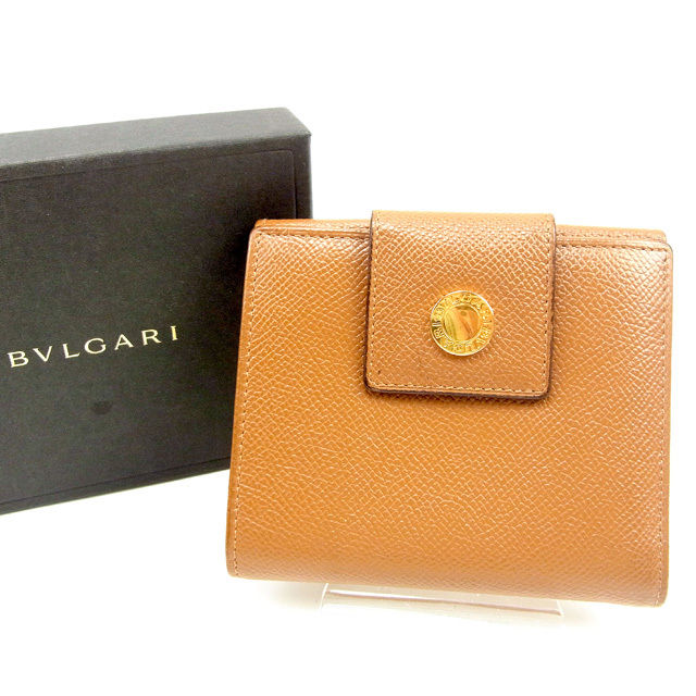【土日BIG SALE★27％OFF引き換え証】ブル小峡谷 BVLGARI 二つ折り紙入れ ブルガリブルガリ 駱駝×ゴールド レディース 中古 ブランド名 ご機嫌ブランド名 ヴィンテージ