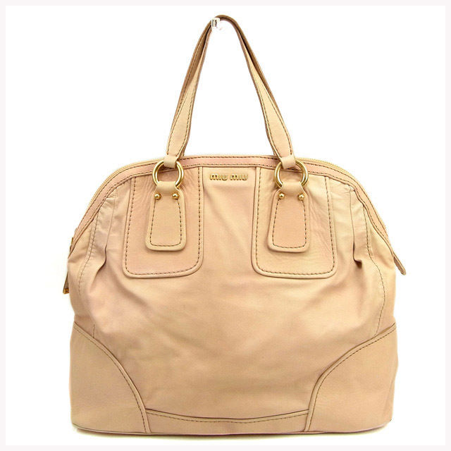 【お買い物マラソン★30%OFFクーポン】ミュウミュウ MIUMIU ハンドバッグ ロゴ ピンク×ゴールド レディース 中古 ブランド ハイブランド ヴィンテージ|ブランドデポ