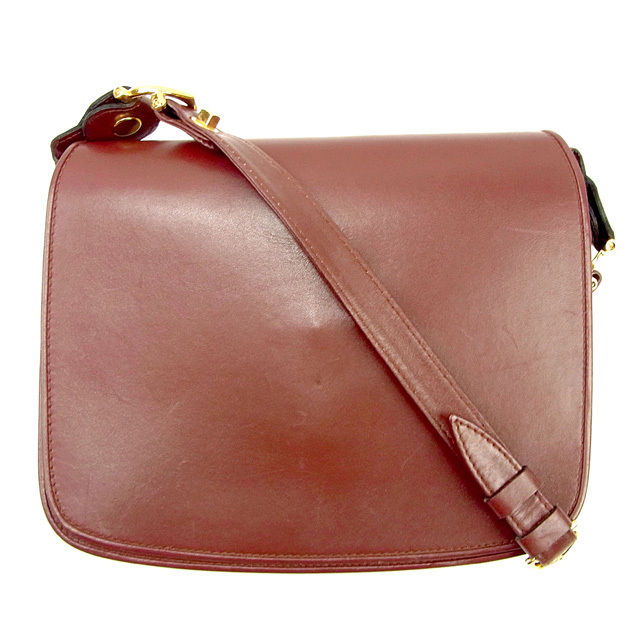 【週日制限事項SALE★24％OFF引き換え証】カルティエ CARTIER ショルダーバッグ 帆柱生産ライン ボルドーワイン×ゴールド レディース 中古 ブランド名 御機嫌ブランド名 ヴィンテージ