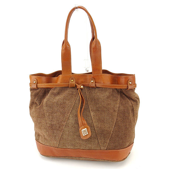 【決算前SALE★50％OFFクーポン】ランバン LANVIN ショルダーバッグ Lモチーフ柄 ブラウン系×ゴールド レディース 中古 ブランド ハイブランド ヴィンテージ