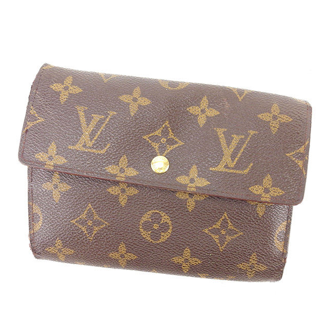 【Fashion Special Fair★24％OFFクーポン】ルイ・ヴィトン LOUIS VUITTON 三つ折り財布 モノグラム ポルトトレゾールエテュイパピエ ブラウン レディース 中古 ブランド ハイブランド ヴィンテージ