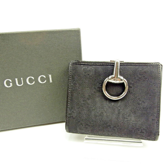 【お買い物マラソン★30%OFFクーポン】グッチ GUCCI 二つ折り財布 GGキャンバス ブラック レディース 中古 ブランド ハイブランド ヴィンテージ|ブランドデポ