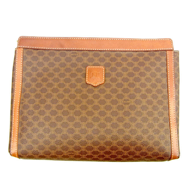 【百貨店SALE★最大限度50％OFF】セリーヌ CELINE クラッチペダル御徒面子 マカダム 赤銅色 レディース 中古 ブランド名 ご機嫌ブランド名 ヴィンテージ