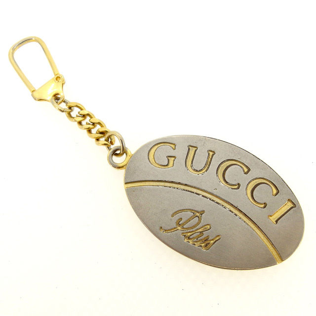 【Fashion Special Fair★24％OFFクーポン】グッチ GUCCI キーリング ロゴプレート シルバー×ゴールド レディース 中古 ブランド ハイブランド ヴィンテージ