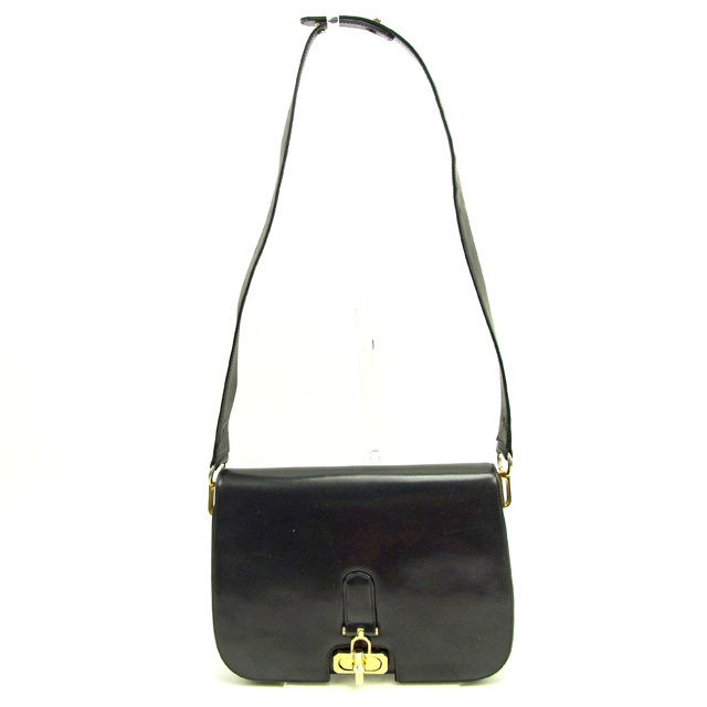 【Fashion Special Fair★24％OFFクーポン】バリー BALLY ショルダーバッグ ブラック×ゴールド レディース 中古 ブランド ハイブランド ヴィンテージ