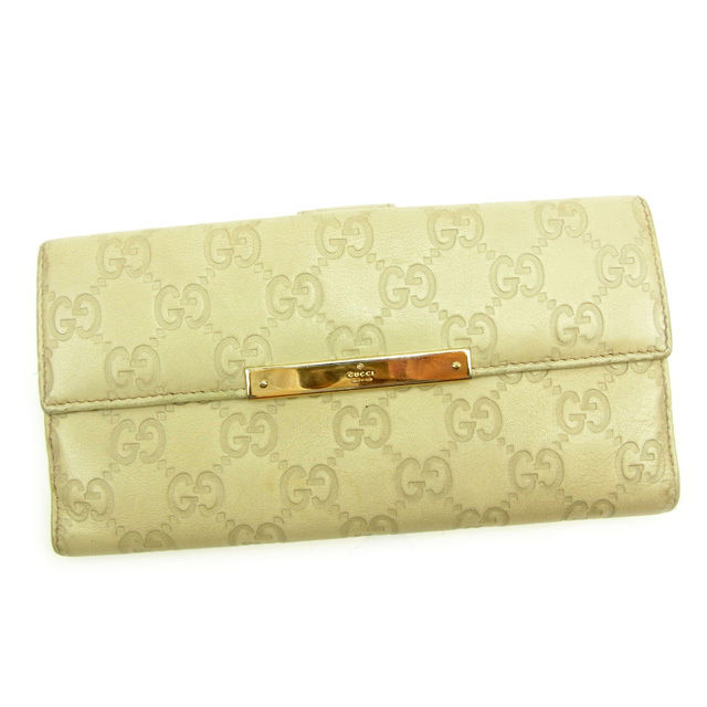 【月末BIG SALE★25％OFFクーポン】グッチ GUCCI 長財布 グッチシマ オフホワイト レディース 中古 ブランド ハイブランド ヴィンテージ｜ブランドデポ