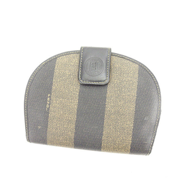 【Fashion Special Fair★28％OFF引き換え証】フェンディ FENDI 二つ折り札入れ ペカン カーキ×黒いこと レディース 中古 ブランド名 ご機嫌ブランド名 ヴィンテージ バッグ・小物・ブランド雑貨-レディース財布