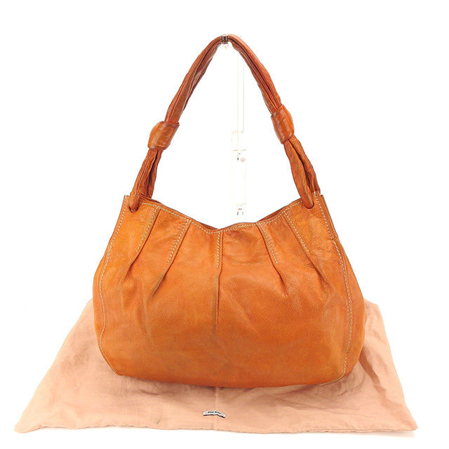 【月末BIG SALE★25％OFFクーポン】ミュウミュウ MIUMIU ショルダーバッグ ロゴ オレンジ&times;ゴールド レディース 中古 ブランド ハイブランド ヴィンテージ｜ブランドデポ