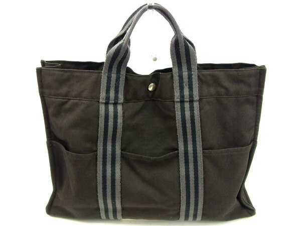 【Fashion Special Fair★24％OFFクーポン】エルメス HERMES トートバッグ フールトゥトートＭＭ ブラック×グレー レディース 中古 ブランド ハイブランド ヴィンテージ