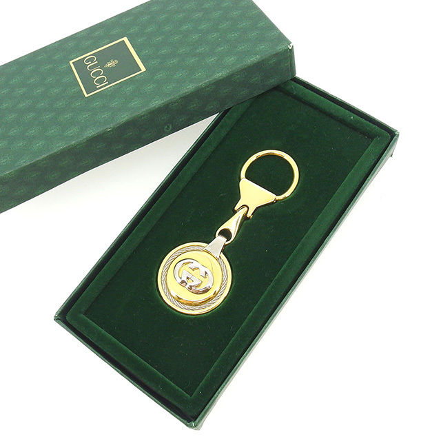【Fashion Special Fair★24％OFFクーポン】グッチ GUCCI キーホルダー インターロッキングG ゴールド×シルバー レディース 中古 ブランド ハイブランド ヴィンテージ