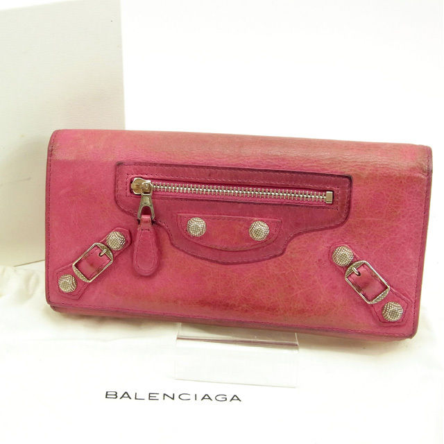 【お買い物マラソン★30％OFFクーポン】バレンシアガ BALENCIAGA 長財布 ジャイアントコンチネンタル ピンク レディース 中古 ブランド ハイブランド ヴィンテージ