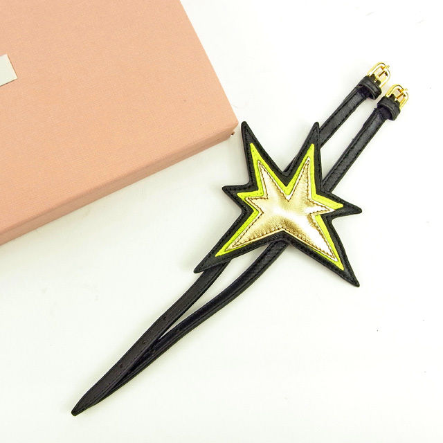 【お買い物マラソン★30％OFFクーポン】ミュウミュウ MIUMIU ブレスレット スター ブラック×グリーン×ゴールド レディース 中古 ブランド ハイブランド ヴィンテージ