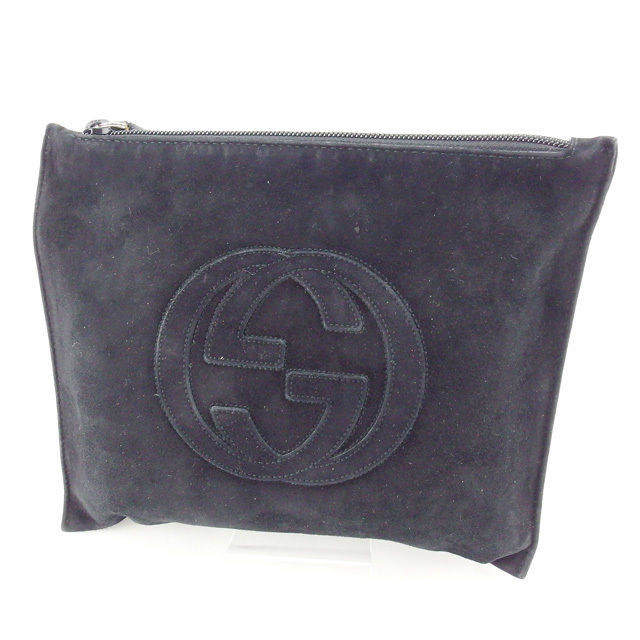 【月代わりの人大売り出し★29％OFFクーポン券】グッチ GUCCI 合切袋 インターロッキングG 黒いこと レディース 中古 ブランド名 ご機嫌ブランド名 ヴィンテージ