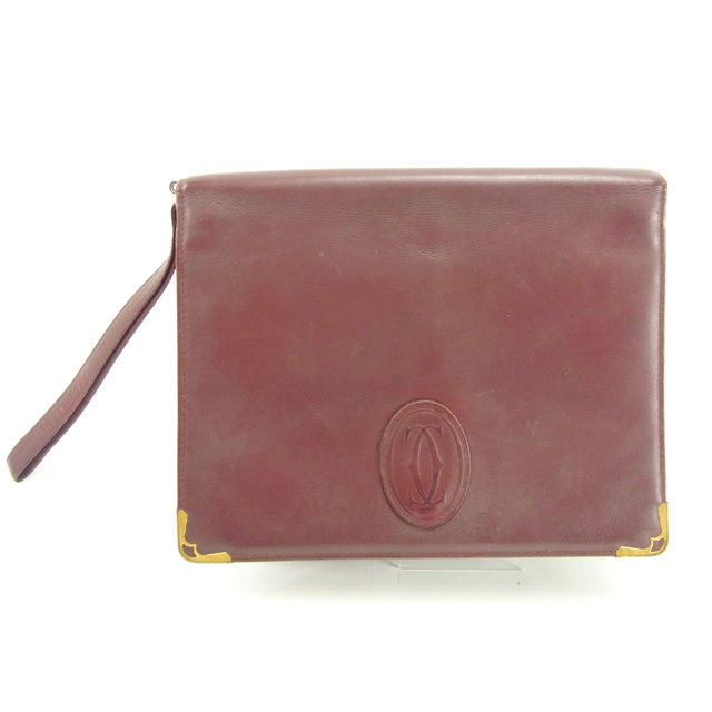 【百貨店SALE★最大限度50％OFF】カルティエ CARTIER クラッチペダル御徒面子 帆檣伝達ルート ボルドーワイン レディース 中古 ブランド名 ご機嫌ブランド名 ヴィンテージ