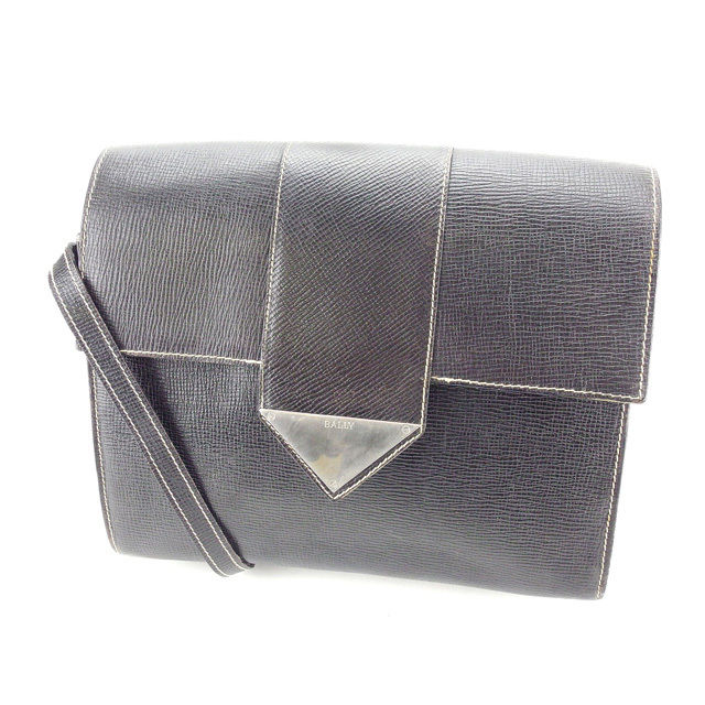 【雨季得SALE★21％OFFクーポン券】バリー BALLY ショルダーバッグ ロゴタイプ一皿 黒いこと×しろがね色 レディース 中古 ブランド名 ご機嫌ブランド名 ヴィンテージ