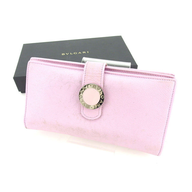 【新生活応援★29％OFFクーポン】ブルガリ BVLGARI 長財布 ブルガリブルガリ ピンク×シルバー レディース 中古 ブランド ハイブランド ヴィンテージ