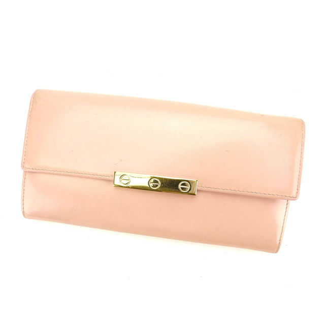 【雨季得SALE★21％OFFクーポン券】カルティエ CARTIER 長紙入れ サクラ色サクラ色×ゴールド レディース 中古 ブランド名 ご機嫌ブランド名 ヴィンテージ