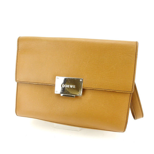 【雨季得SALE★21％OFFクーポン券】ロエベ LOEWE 二つ目御徒面子 ロゴタイプ一皿 駱駝×しろがね色 レディース 中古 ブランド名 ご機嫌ブランド名 ヴィンテージ