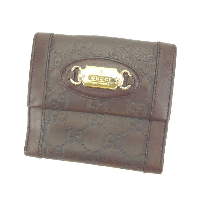 【新生活応援★29%OFFクーポン】グッチ GUCCI 二つ折り財布 グッチシマ ブラウン×ゴールド レディース 中古 ブランド ハイブランド ヴィンテージ