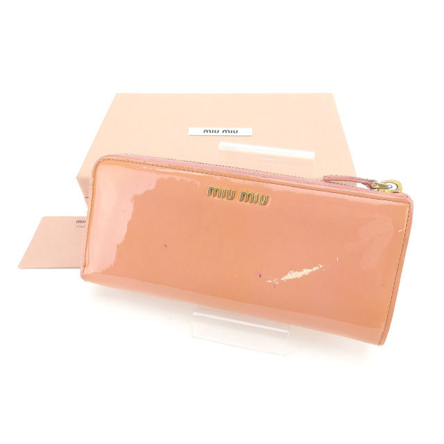 【月代わりの人大売り出し★29％OFFクーポン券】ミュウミュウ MIUMIU 長紙入れ サクラ色×ゴールド レディース 中古 ブランド名 ご機嫌ブランド名 ヴィンテージ