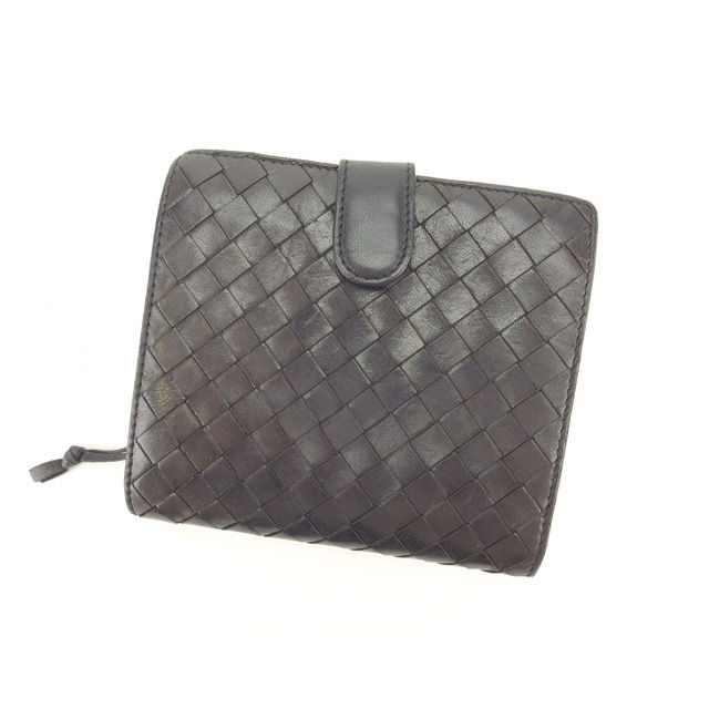 【月代わりの人大売り出し★29％OFFクーポン券】ボッテガヴェネタ BOTTEGAVENETA 二つ折り紙入れ イントレチャート 黒いこと レディース 中古 ブランド名 ご機嫌ブランド名 ヴィンテージ