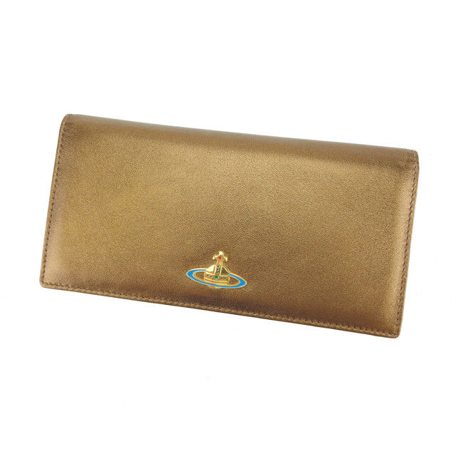 【雨季得SALE★21％OFFクーポン券】ヴィヴィアンウエストウッド Vivienne Westwood 長紙入れ オーブ ブロンズ レディース 中古 ブランド名 ご機嫌ブランド名 ヴィンテージ