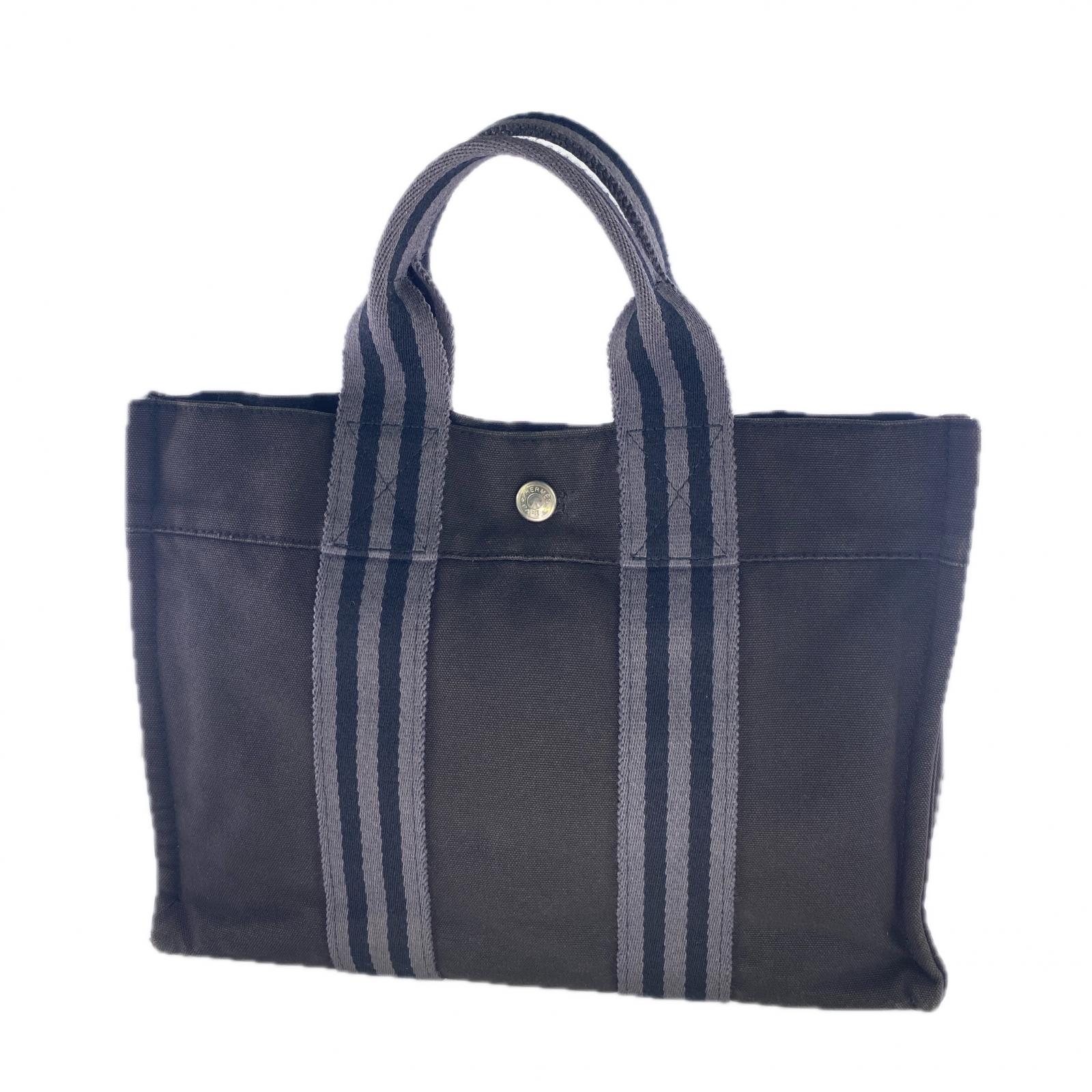 美品　HERMES エルメス ミニトート フールトゥ PM ネイビー、グレー 楽天市場】【美品】 エルメス トートバッグ フールトゥ PM キャンバス