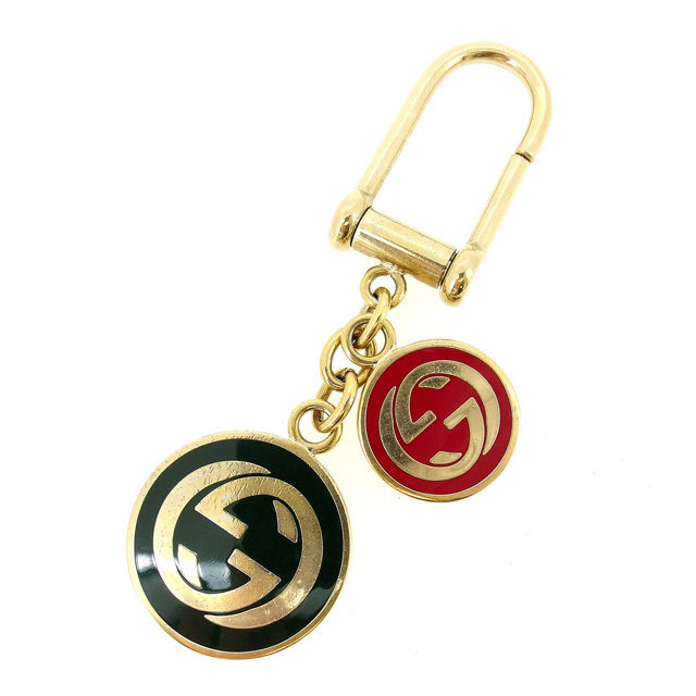 【Fashion Special Fair★24％OFFクーポン】グッチ GUCCI キーホルダー ダブルG ヴィンテージ レア ゴールド×グリーン×レッド レディース 中古 ブランド ハイブランド ヴィンテージ