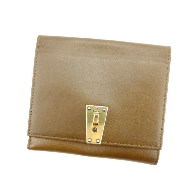 【Fashion Special Fair★24％OFFクーポン】グッチ GUCCI 二つ折り財布 ブラウン×ゴールド レディース 中古 ブランド ハイブランド ヴィンテージ