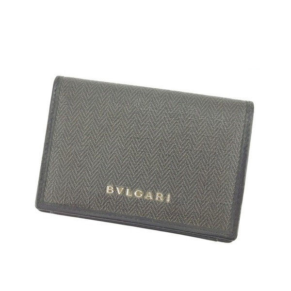 【Fashion Special Fair★24％OFFクーポン】ブルガリ BVLGARI 名刺入れ ブラック×グレー レディース 中古 ブランド ハイブランド ヴィンテージ