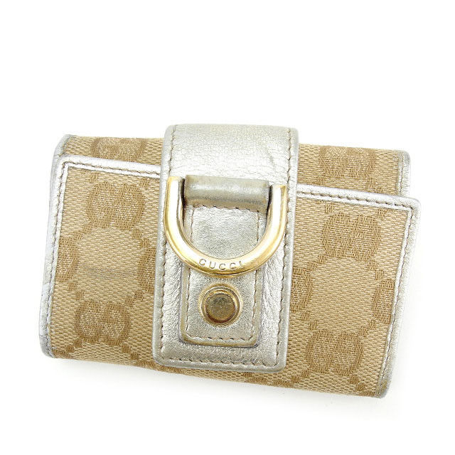 【お買い物マラソン★30％OFFクーポン】グッチ GUCCI キーケース ＧＧキャンバス アビー ベージュ×シルバー×ゴールド レディース 中古 ブランド ハイブランド ヴィンテージ
