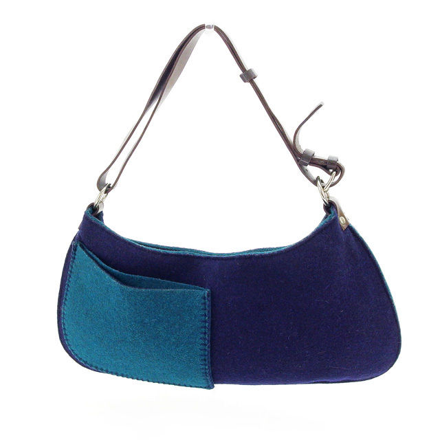 【お買い物マラソン★30％OFFクーポン】フルラ Furla ショルダーバッグ ネイビー×グリーン レディース 中古 ブランド ハイブランド ヴィンテージ