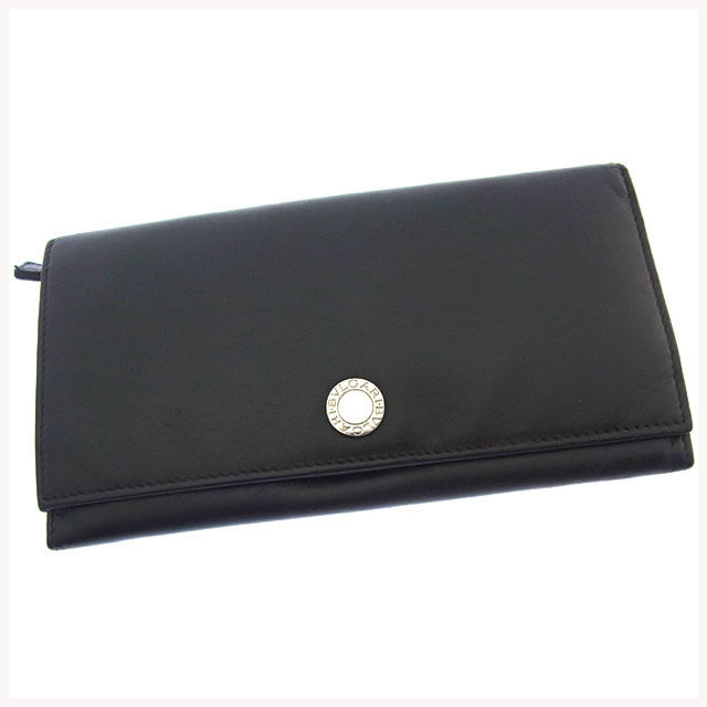 【土日BIG SALE★27％OFF引き換え証】ブル小峡谷 BVLGARI 長紙入れ ロゴタイプ名取り草 黒いこと×しろがね色 レディース 中古 ブランド名 ご機嫌ブランド名 ヴィンテージ